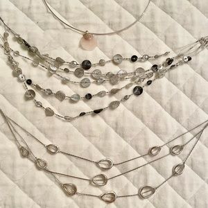 Costume jewelry necklaces, various, silver